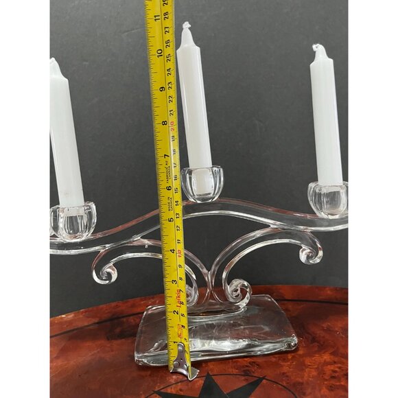 Vtg Viking Glass 3 Light Candelabra Mid Century Vintage Crystal Centrepiece - Picture 9 of 10